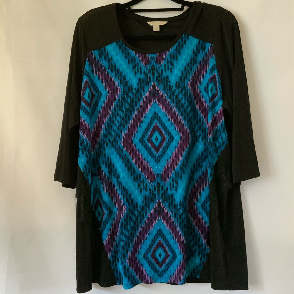 Laura Ashley  Top with Aztec Print